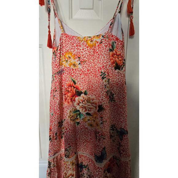 New Farm Rio for Anthropologie Verbena Midi Dress $198 X-SMALL Red Motif Floral - Picture 8 of 8
